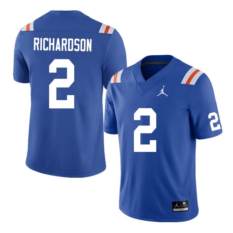 Men's NCAA Florida Gators Anthony Richardson #2 Stitched Authentic Nike Blue Throwback College Football Jersey YPR3165XF